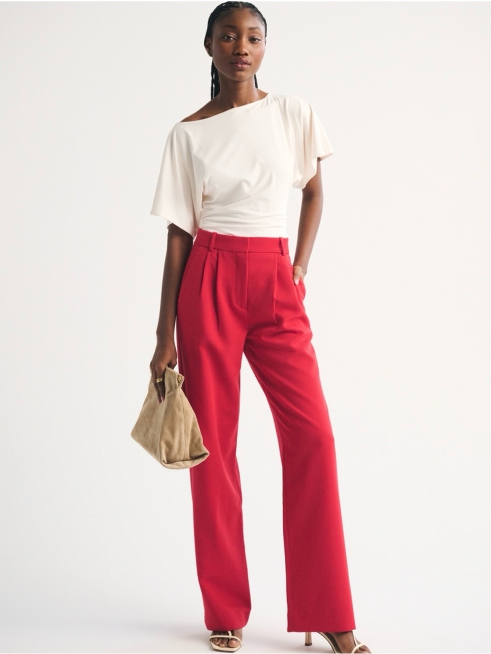 Abercrombie & Fitch Sloane Wide-Leg High-Rise Women's Pants in Red